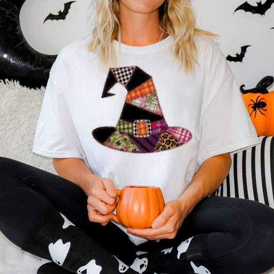 Faux Quilt Witch Hat Full Color DTF Transfer