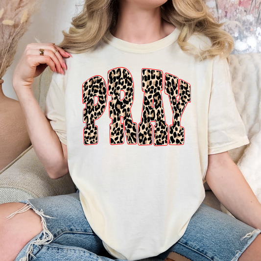 Pray Cheetah Print Full Color DTF Transfer