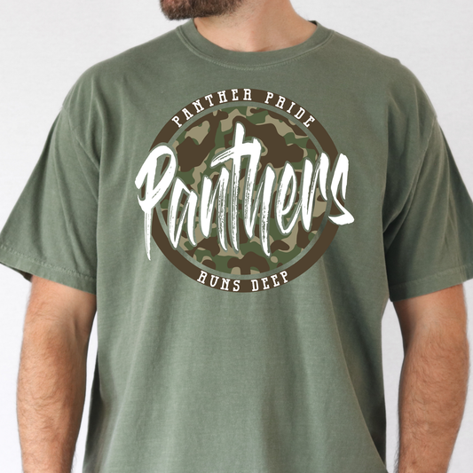 Camo Panthers Pride (Circle) Full Color DTF Transfer