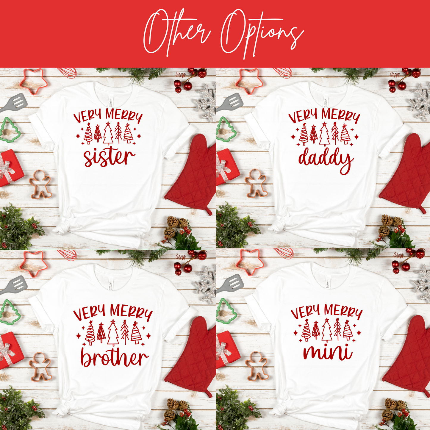 Very Merry (Multi Family Options) Family Christmas Full Color DTF Transfer