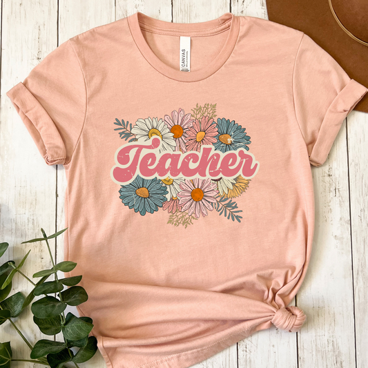 Floral Teacher Full Color DTF Transfer