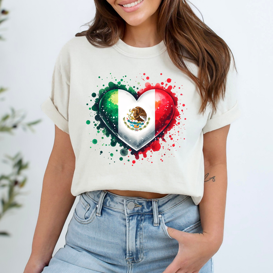 Mexico Flag Heart Full Color DTF Transfer