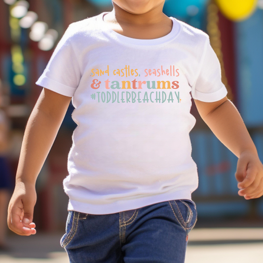 Sand Castles, Seashells & tantrums #toddlerbeachday Full Color DTF Transfer