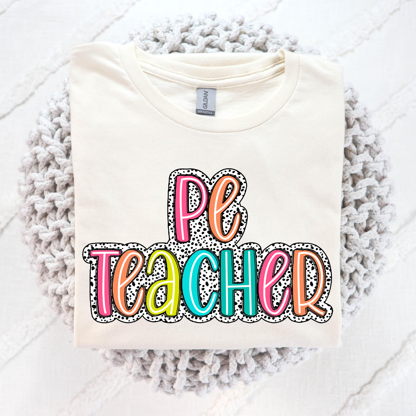 PE Teacher (Dalmation w/Line Letters) Full Color DTF Transfer