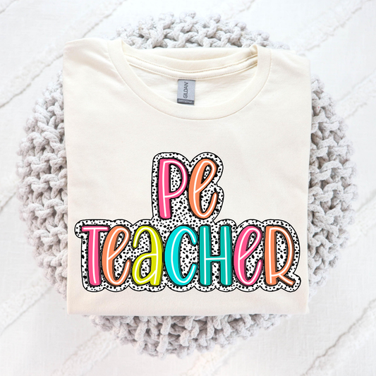 PE Teacher (Dalmation w/Line Letters) Full Color DTF Transfer