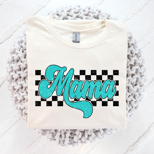 Mama (Checkered Background - MULTI COLOR OPTIONS) Full Color DTF Transfer