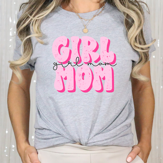 Girl Mom Pink Bubble Letters Full Color DTF Transfer