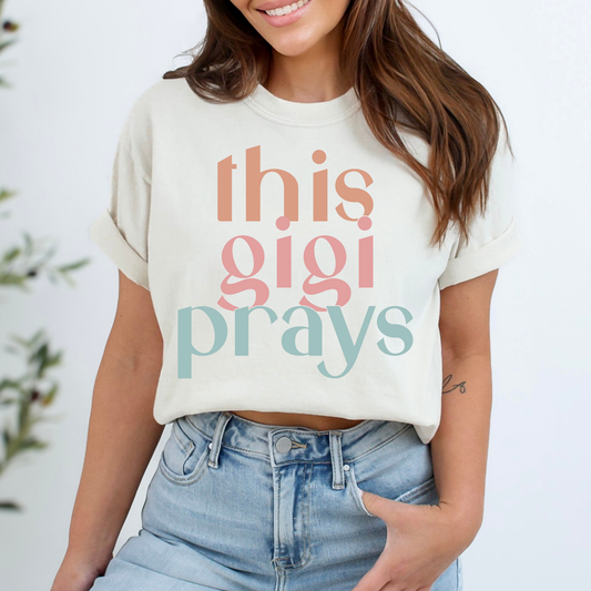 This Gigi Prays Full Color DTF Transfer