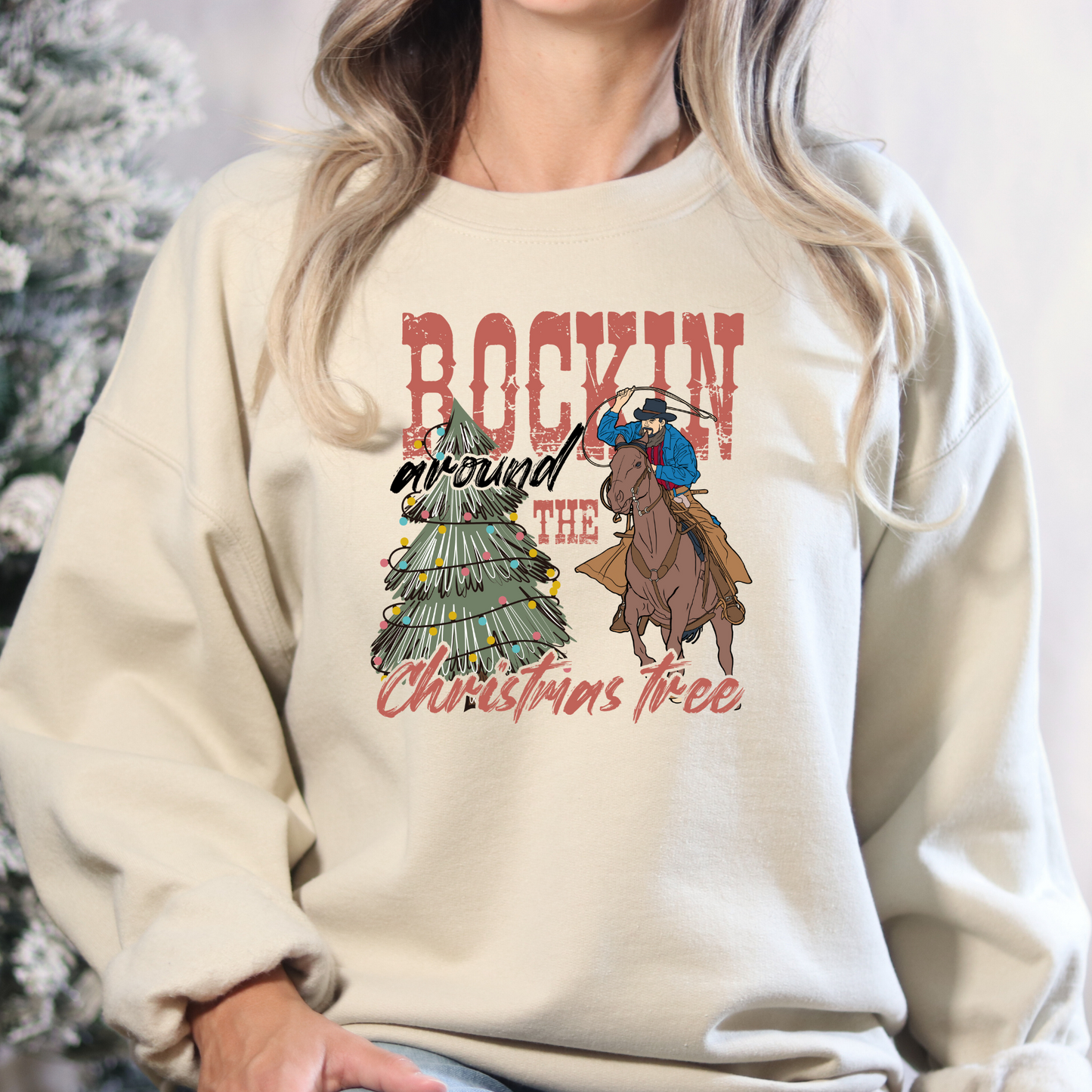 Rockin Around The Christmas Tree (Roping) Full Color DTF Transfer