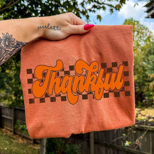 Thankful (Checkerboard) Full Color DTF Transfer