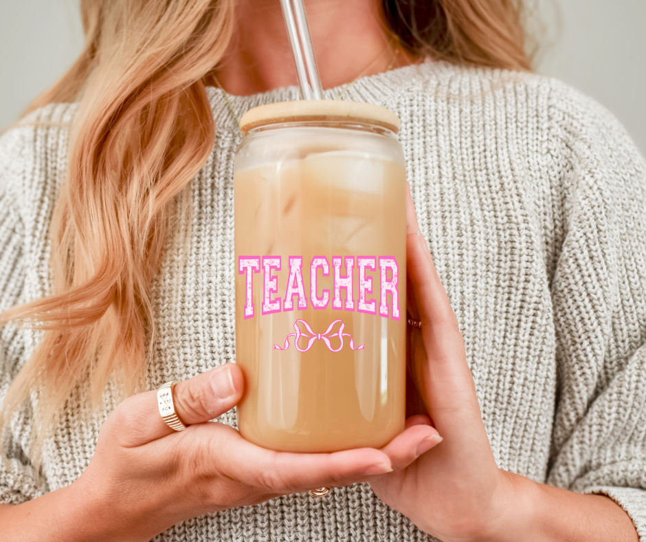 Teacher (Pink) w/Bow UV DTF Transfer