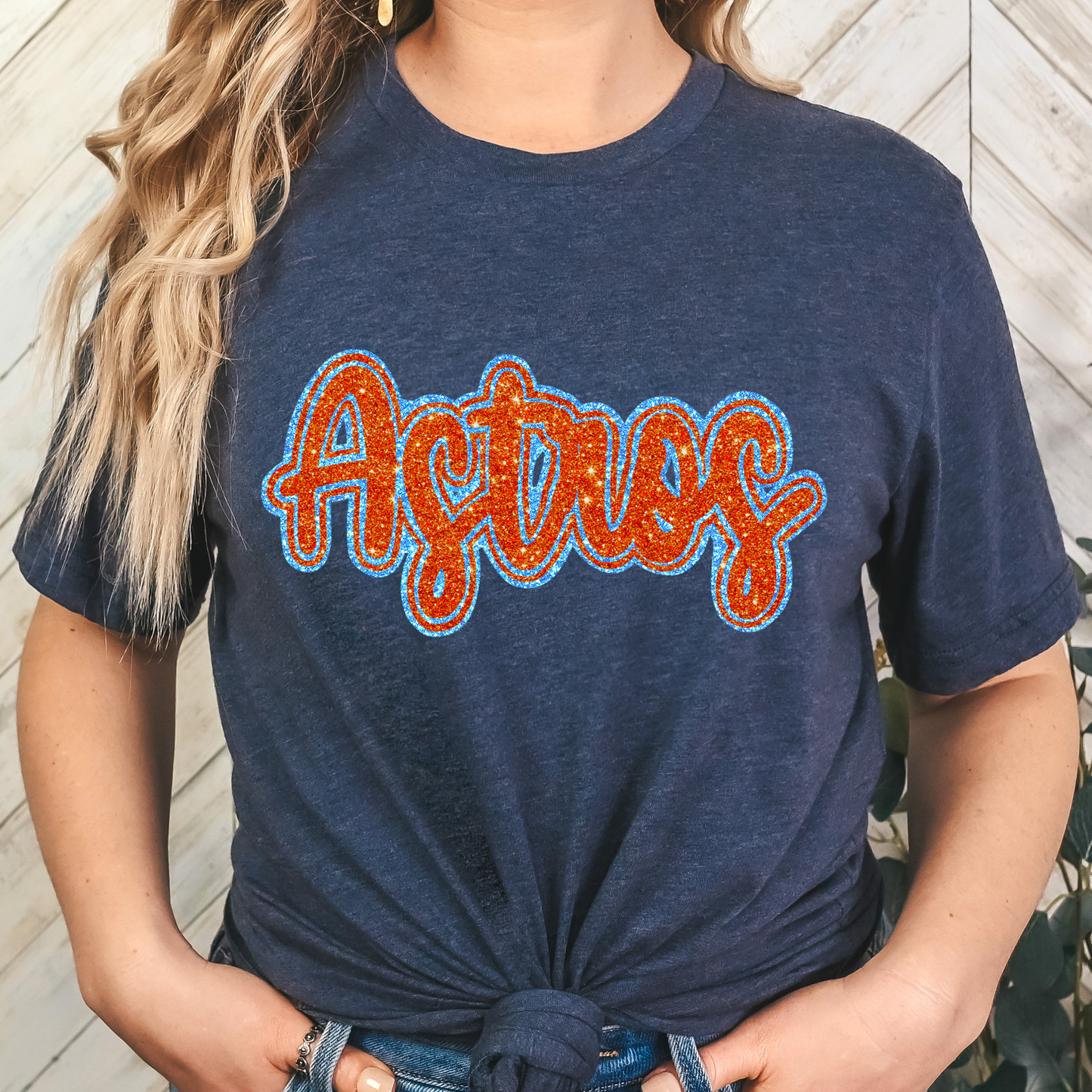 Faux Glitter Astros Full Color DTF Transfer