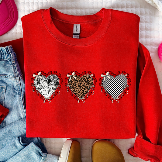 Hearts (Leopard, Cow Print, Checkered) Full Color DTF Transfer