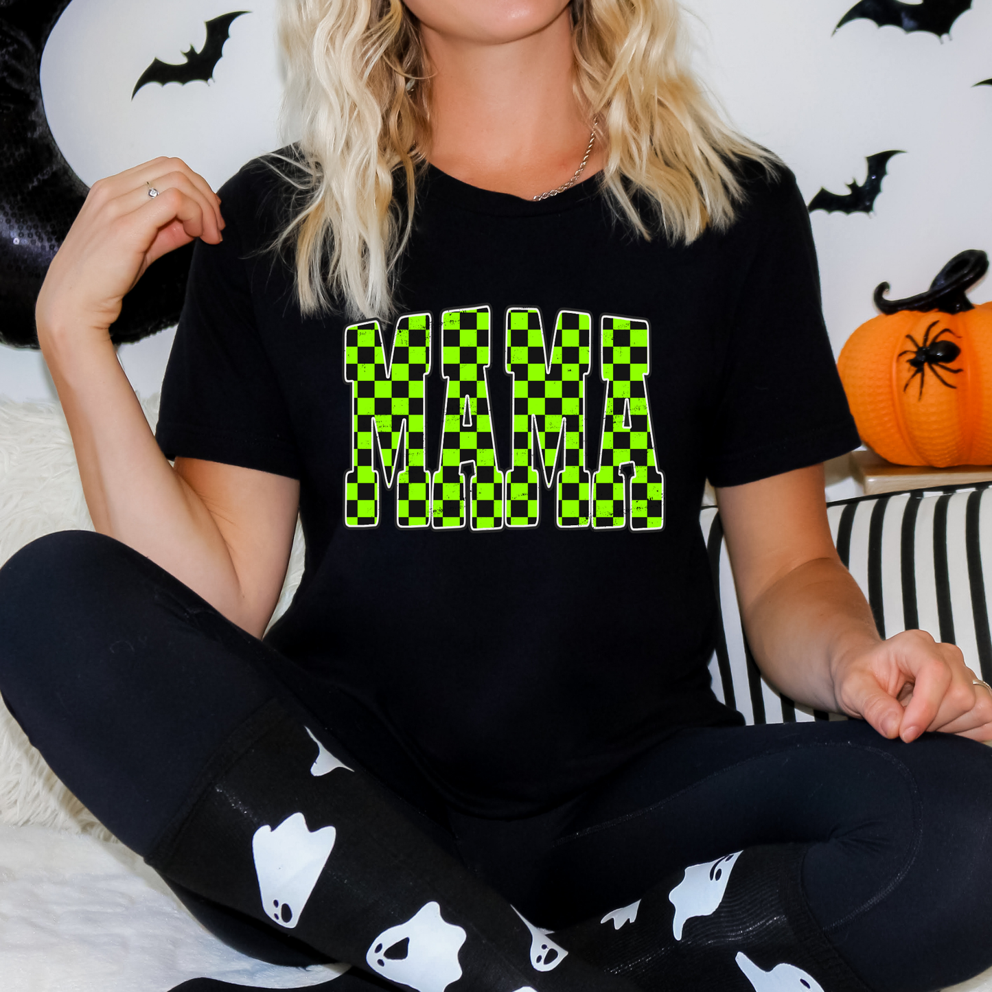 Green Checkered Mama Full Color DTF Transfer