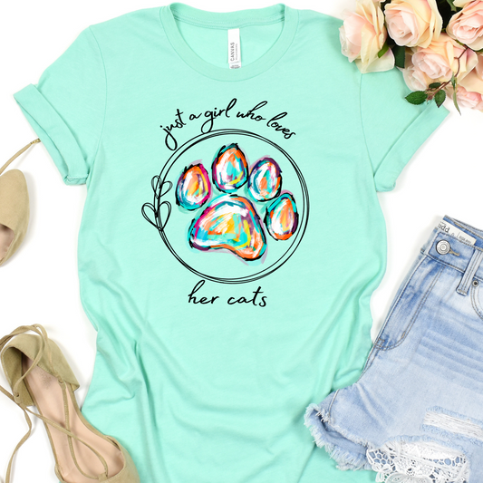 Just A Girl Who Loves Her Cats Full Color DTF Transfer