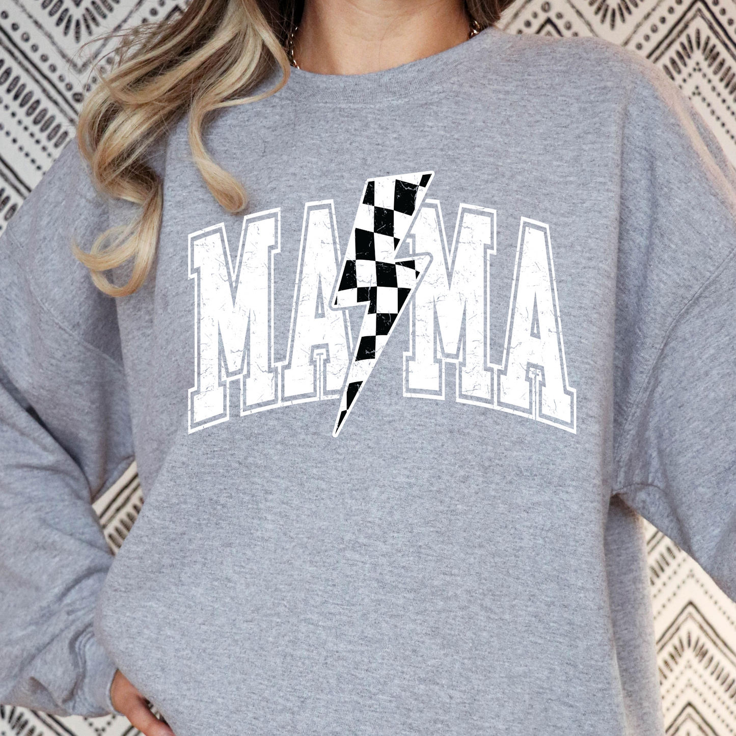 Mama (Checkered Lightening Bolt) Full Color DTF Transfer