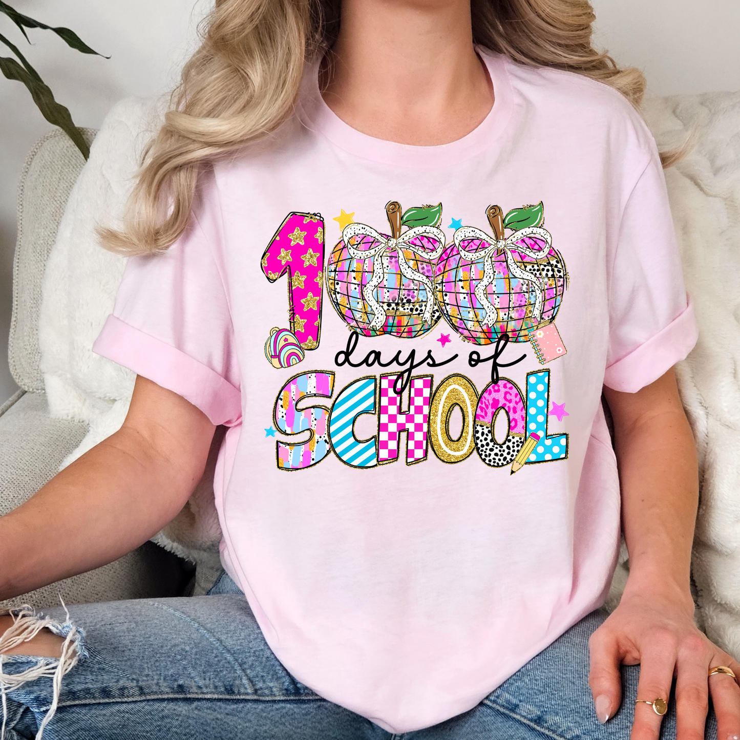 100 Days School (Apple) Full Color DTF Transfer