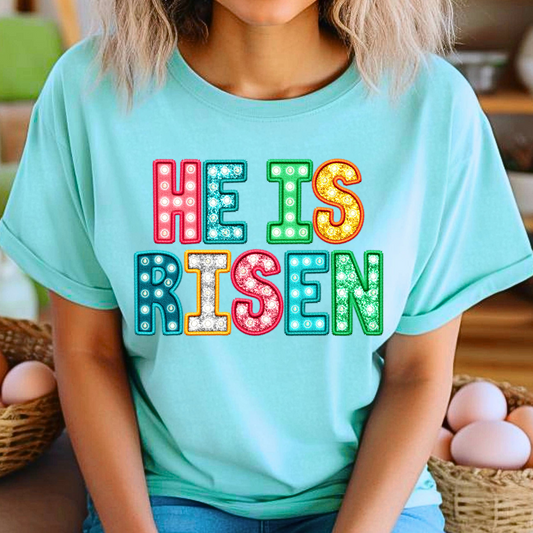 He Is Risen (Facx Embroidery) Full Color DTF Transfer