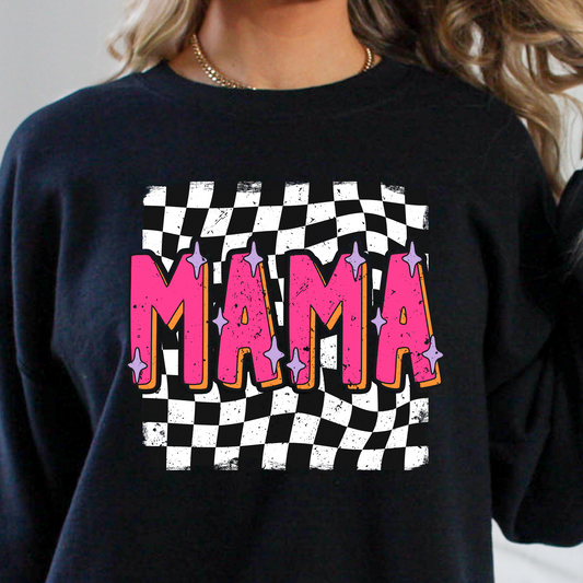 Mama (Pink) W/checkered Full Color DTF Transfer