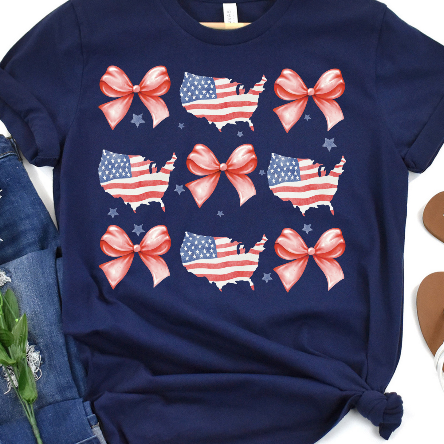 America and Bows Full Color DTF Transfer