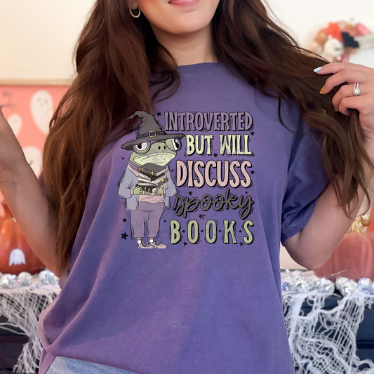 Introverted But Will Discuss Spooky Books Full Color DTF Transfer