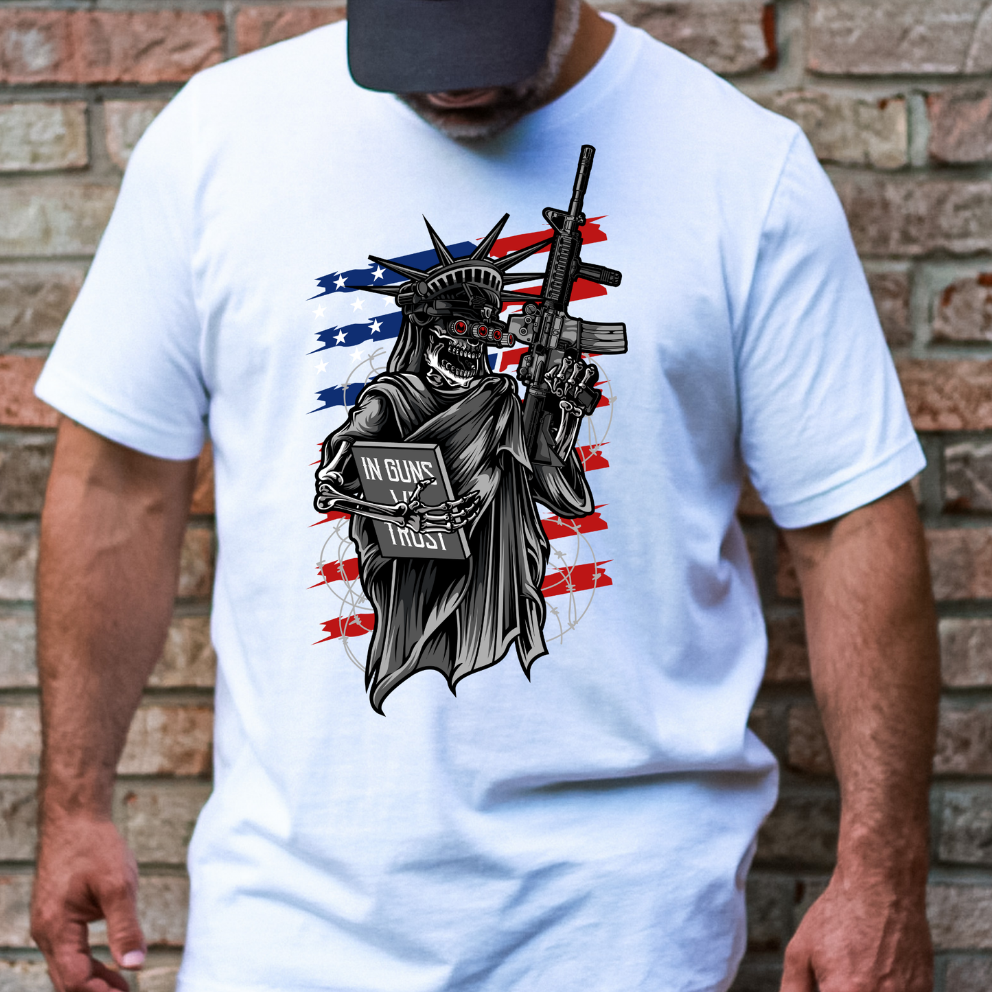 In Guns We Trust Lady Liberty Full Color DTF Transfer