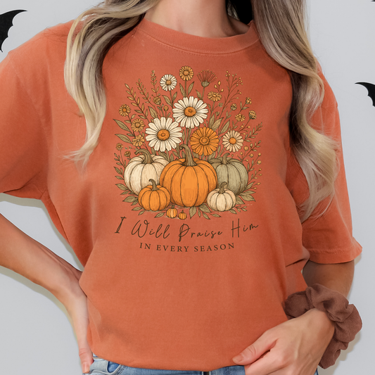 I Will Praise Him In Every Season Fall Full Color DTF Transfer