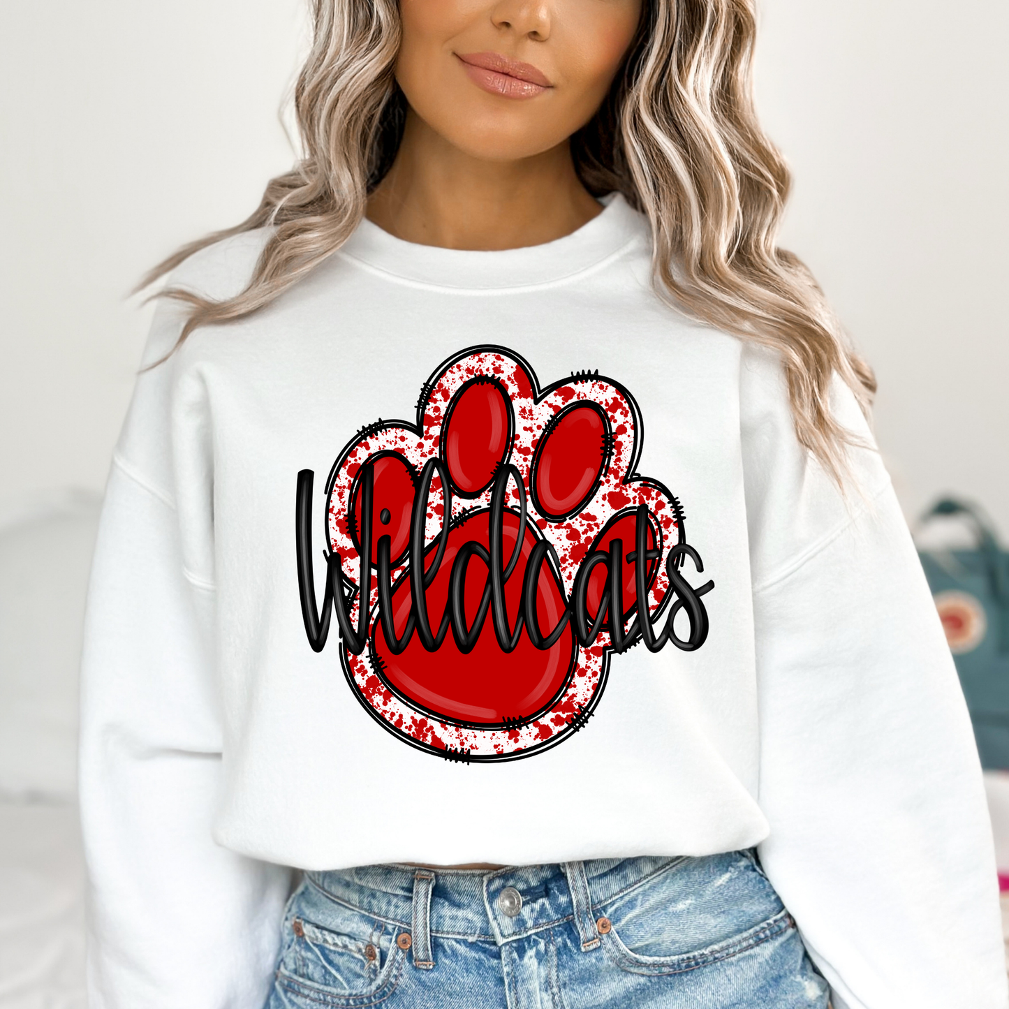 Wildcats Paw Print Red/Black Full Color DTF Transfer