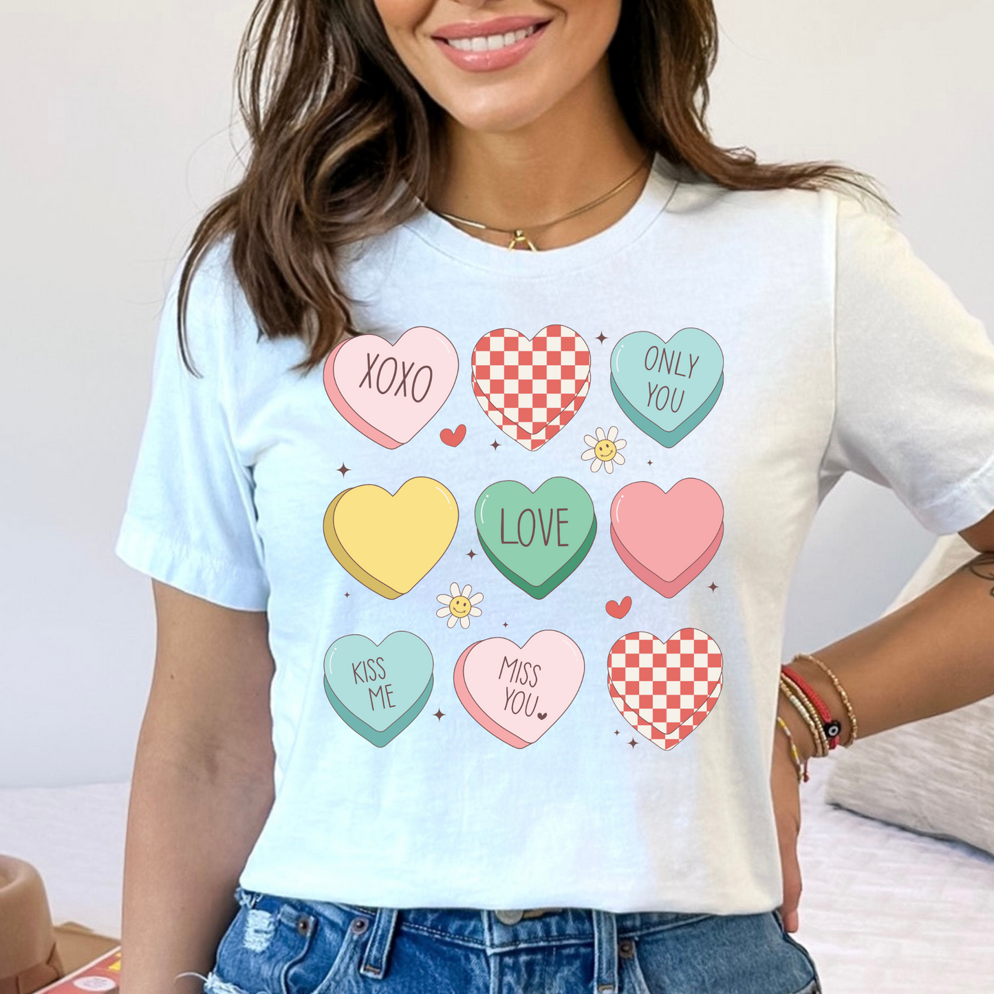 Conversation Hearts (Checkered) Full Color DTF Transfer