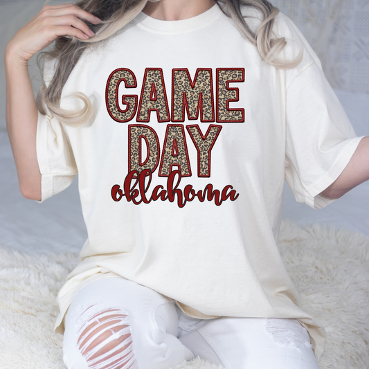 Game Day Oklahoma Leopard Letters Full Color DTF Transfer