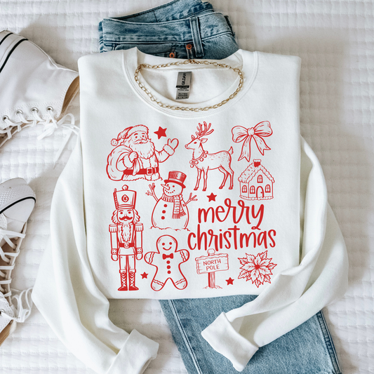 Merry Christmas Icons Collage Full Color DTF Transfer