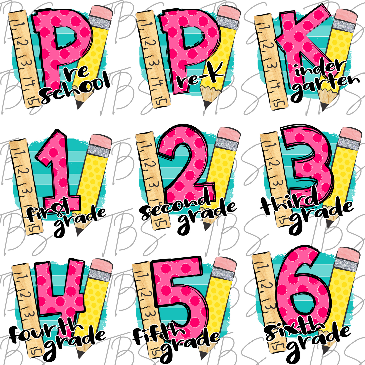 Pink Polkadot Grade (MULTI GRADE OPTIONS) Checkered Back To School Full Color DTF Transfers