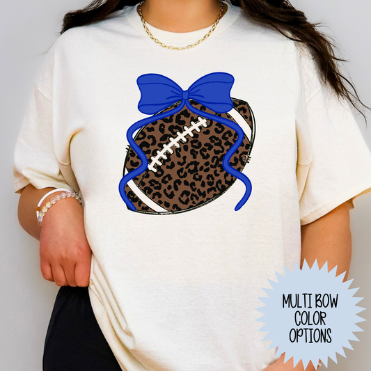 Leopard Bow Football (Multi Color Bows) Full Color DTF Transfer