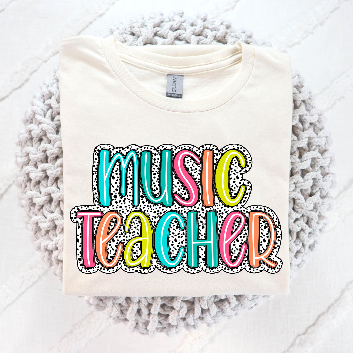 Music Teacher (Dalmation w/Line Letters) Full Color DTF Transfer