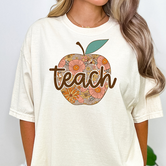 Teach (Floral Apple) Full Color DTF Transfer