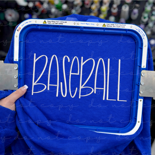 Baseball (Hand Lettered) Embroidered Sweatshirt/T-Shirt