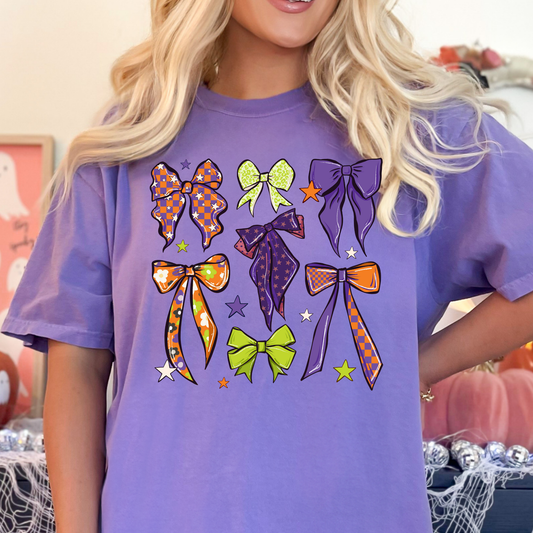 Purple/Orange/Green Halloween Bows Full Color DTF Transfer