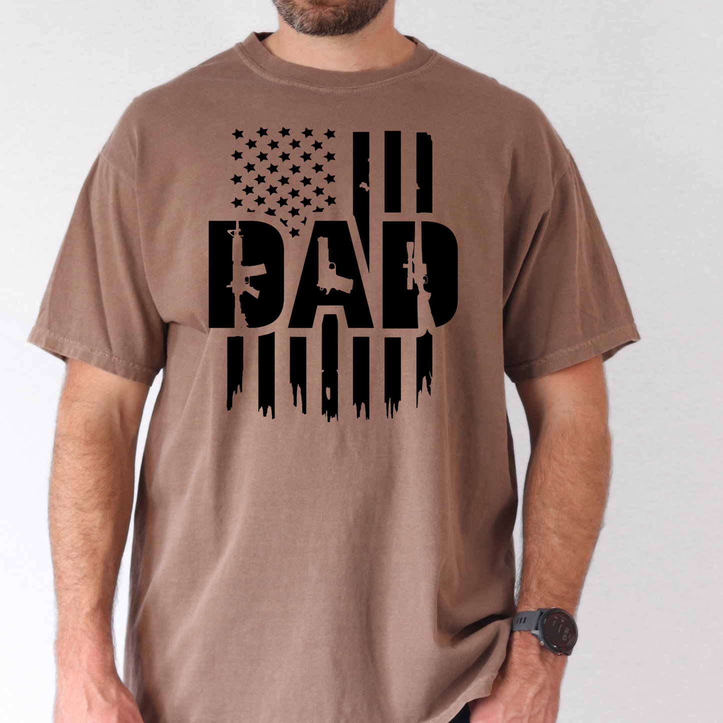 Dad (Gun Cutouts) Flag Background  Full Color DTF Transfer