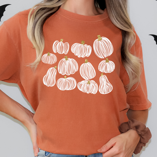 Sketch Pumpkins Full Color DTF Transfer