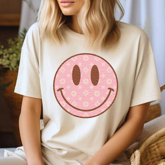Pink Designer Smiley Full Color DTF Transfer