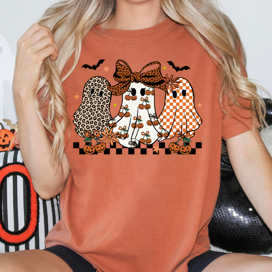 Cherry, Leopard, Checkered Ghosts Full Color DTF Transfer