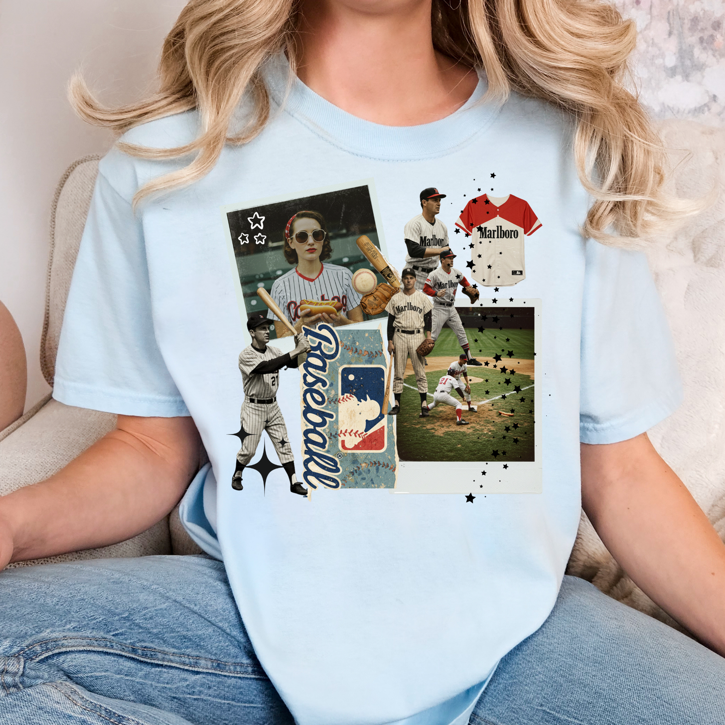 Baseball Old School Collage Full Color DTF Transfer