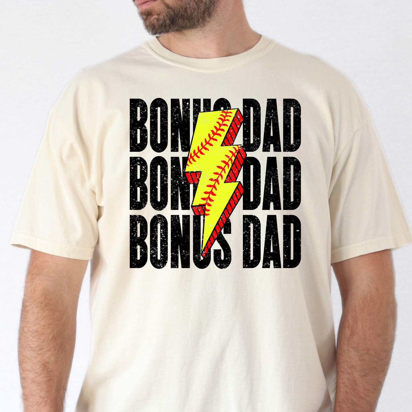 Bonus Dad Lighting Bolt Softball Full Color DTF Transfer