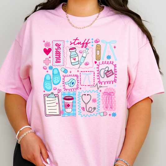 Nurse Doodle Stamps Full Color DTF Transfer