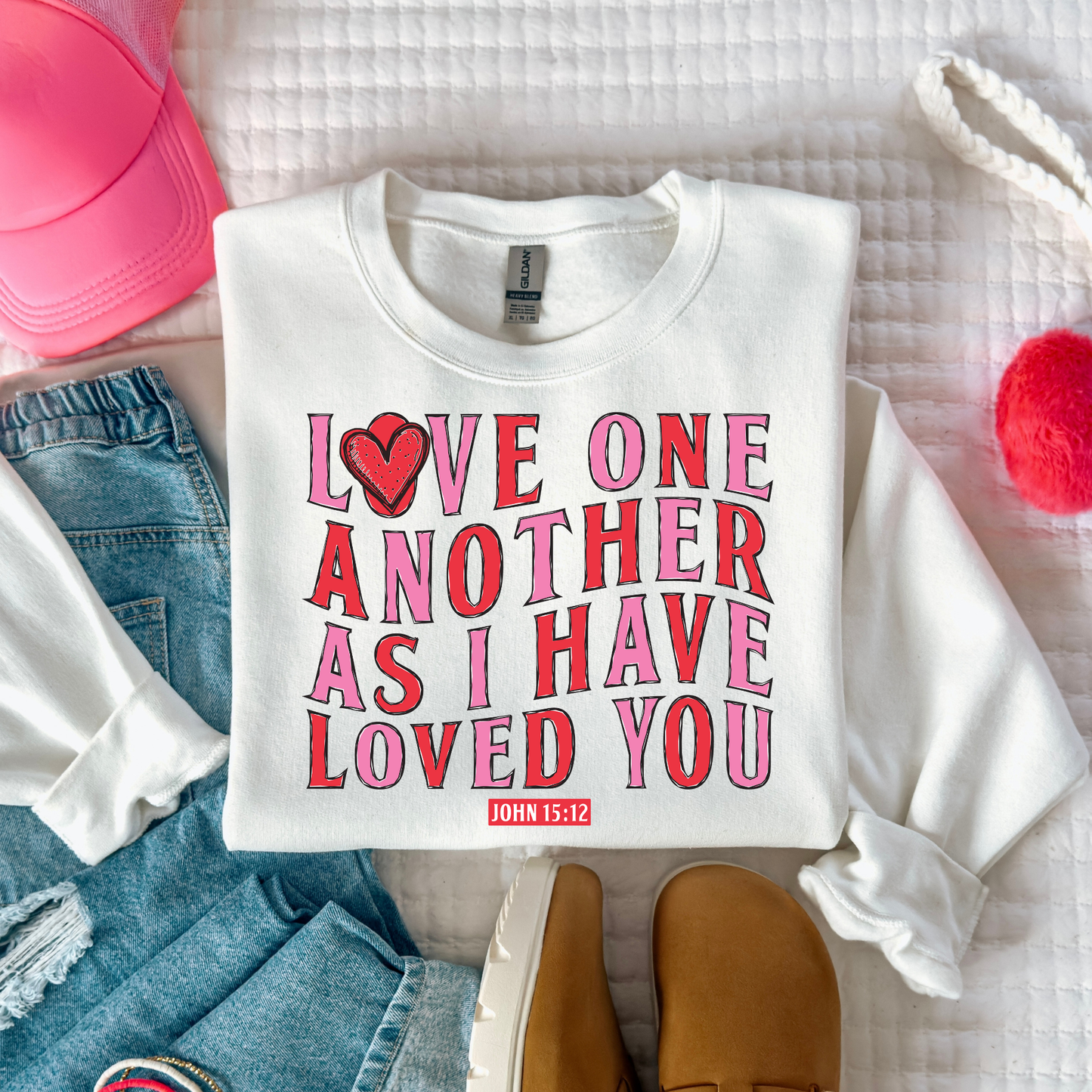 Love One Another As I Have Love You John 15:12 Full Color DTF Transfer
