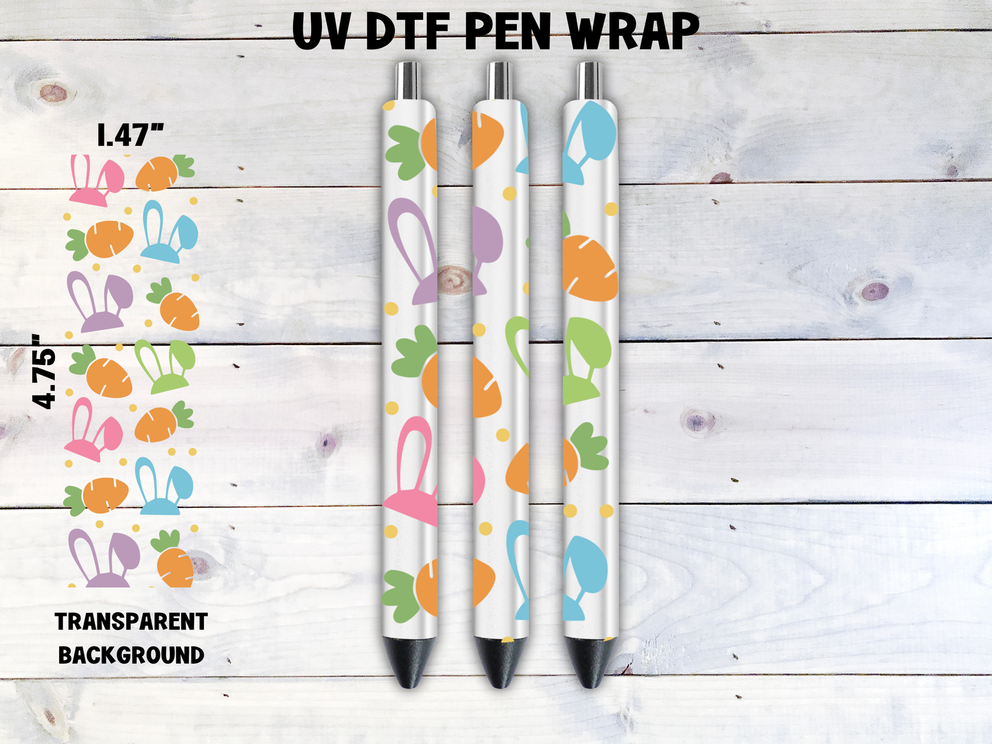 Carrots & Bunny Ears UV DTF Pen Wrap Transfer