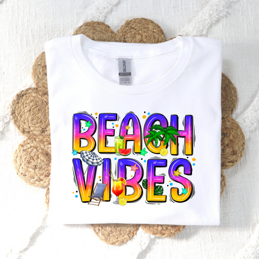 Beach Vibes (Multi Color)  Full Color DTF Transfer