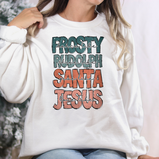 Frosty, Rudolph, Santa, Jesus Full Color DTF Transfer