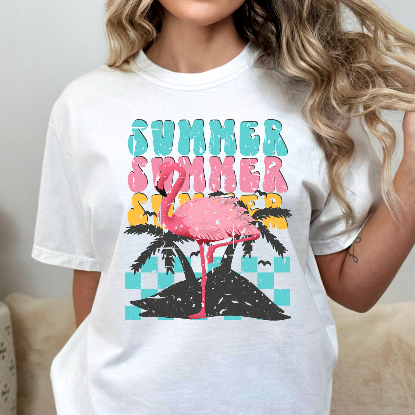 Summer (Repeat) Flamingo Full Color DTF Transfer