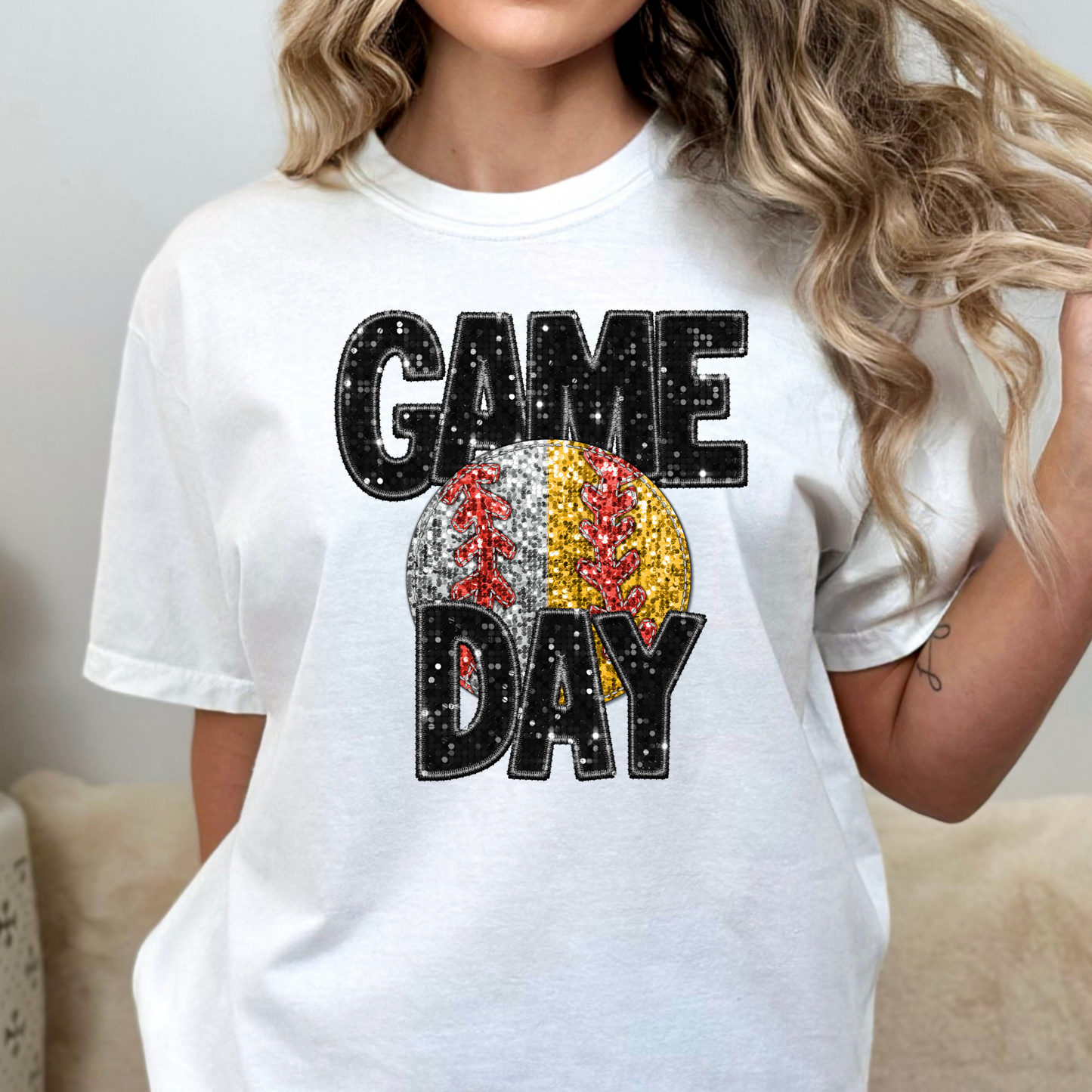 Game Day Baseball/Softball Split (Faux Sequin) Full Color DTF Transfer